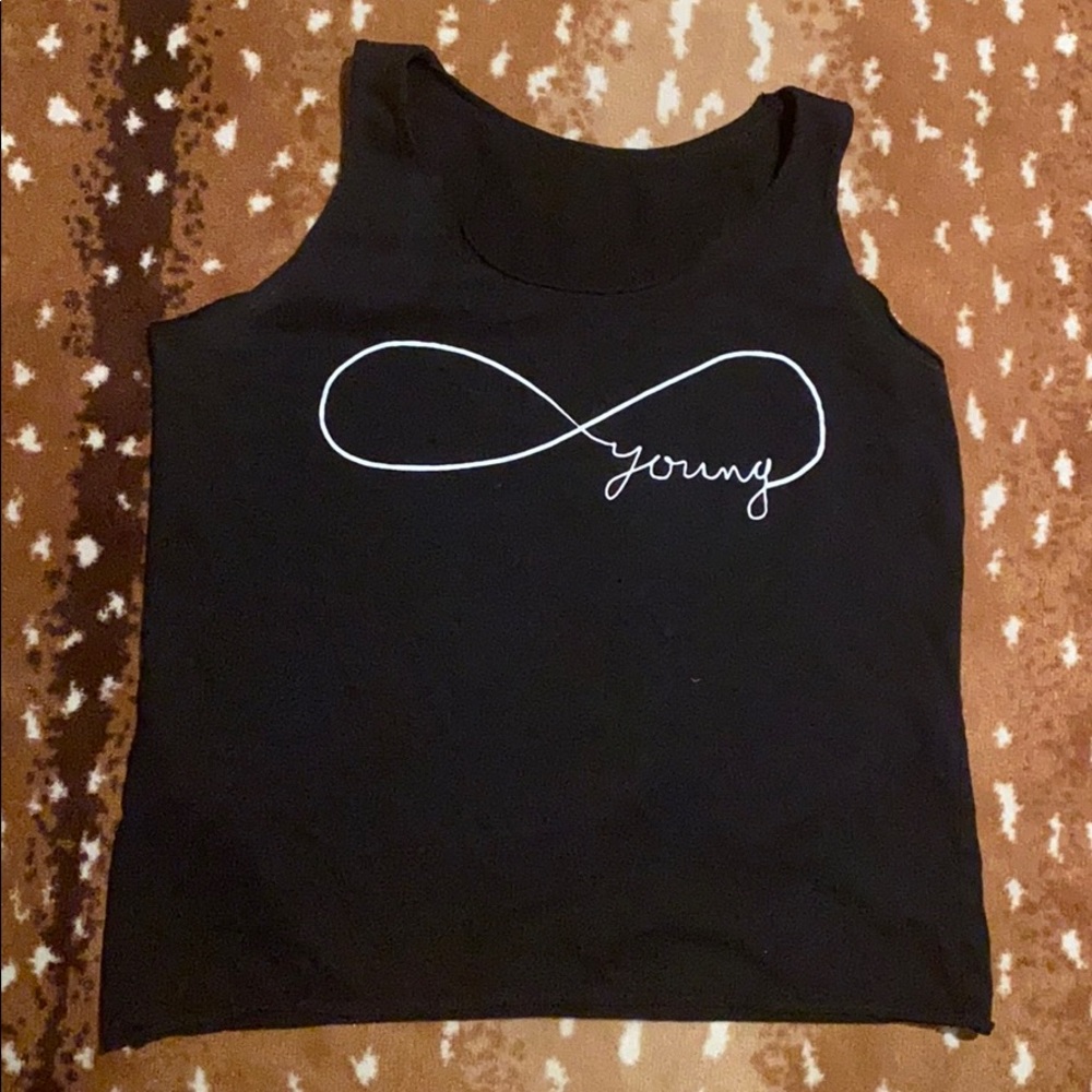 Forever Young black tank tee